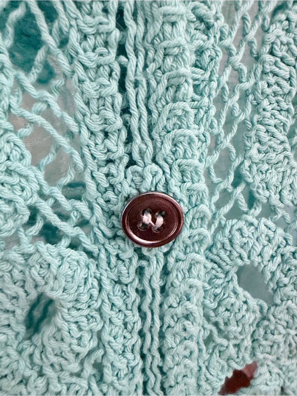 POL NWOT Turquoise Crochet Batwing Button Down Boho Top One Size - Picture 4 of 9